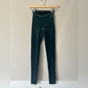 Spanx Green Velvet High-Waist Leggings XS – Holiday Party Luxe Athleisure